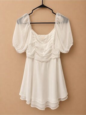 Altar'd State Cream Smocked Neck Blouse